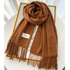 Solid Color Tassel Scarf with Fringe - Lightweight Polyester Shawl for Women
