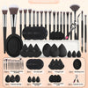 37-Piece Full Makeup Brush & Tool Kit — 20 Multi-Functional Brushes, 6 Sponges, 6 Powder Puffs, Eyelash Curler & Cleaning Bowl