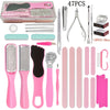 47-Piece Pink Pedicure Kit with Case — Professional Nail & Callus Care Tools