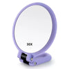 30X/1X Dual-Sided Magnifying Makeup Mirror, 360° Adjustable Stand, Portable Travel Mirror, Green Frame White Oval