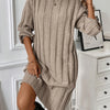 Plus Size Women's Knit Sweater Dress - Long Sleeve Round Neck, Stretchy Solid Color for Casual & Formal