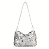 Sequin Evening Crossbody Bag – Golden Glitter Zipper Clutch for Parties & Formal Events