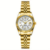 Elegant Women's Mechanical Watch - Gold Stainless Steel Band, Blue Dial, Boho World-Time Wristwatch, Ideal Gift