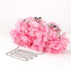 Floral Petal Evening Clutch with Detachable Chain Strap - Polyester Wedding & Party Handbag (Apricot, Rose Red, White, Purple, Blue, Black)