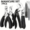 7-Piece Stainless Steel Nail Care Kit, Heavy-Duty Clippers, Cuticle Nipper, Manicure Scissors & Nail File, Black Handle for Men Women Seniors