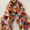 Autumn Maple Leaf Scarf for Women – Lightweight Bali Yarn Shawl, Multicolor Fall Print