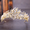 Handmade Flower Crown Headband Gold-Tone Zinc Alloy Bridal Wedding Hair Accessory for Brides & Special Occasions