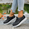 Women's Slip-On Penny Loafers Round Toe Low-Top Moccasins, Cushioned All-Season Casual Shoes, Easy Wipe-Clean