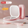 Foldable LED Travel Makeup Mirror - Double-Sided 1X/2X/3X Magnification, Adjustable Brightness, Rechargeable USB Pocket Mirror