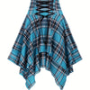 Plaid Tie-Front High Waist Irregular Hem Skirt – Women's Casual Fall/Winter