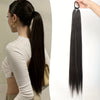 28-Inch (71 cm) Long Straight Synthetic Ponytail Extension, Wrap-Around Boxing Braid with Elastic Hair Ring for DIY