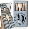 Portable Professional Makeup Brush Set with Mirror, Soft Fluffy Travel Brushes and 26-Letter Initial Garland Gift