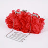 Floral Petal Evening Clutch with Detachable Chain Strap - Polyester Wedding & Party Handbag (Apricot, Rose Red, White, Purple, Blue, Black)