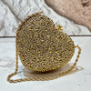 Women's Heart-Shaped Beaded Evening Clutch — Shiny Wedding & Party Handbag Wallet