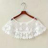 Hollow-Out Lace Pullover Shawl Cape – Lightweight Monochrome Summer Knit Poncho