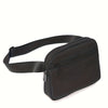 Adjustable Nylon Waist Bag - Black Fanny Pack with Crossbody Strap, Zipper Closure for Running & Daily Commute