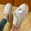 Cute Cartoon Slip-On Indoor/Outdoor Slippers – Cozy Soft Fabric House Shoes for Women & Men, Brown