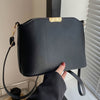 Minimalist PU Crossbody Bucket Bag for Women, Metal Accent Shoulder Messenger Bag