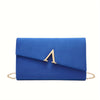 Women's Envelope Evening Clutch – Microfiber Leather Chain Strap Bag with Gold Hardware (Red, Black, Rose, Pink, Apricot, Yellow, Blue, Green)