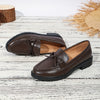 Women's Bow Slip-On Loafers - Brown Synthetic Upper, TPU Sole, All-Season Casual Comfort