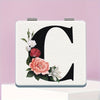 Alphabet Folding Handheld Makeup Mirror for Women & Girls - Floral & Heart Cutout Portable Vanity Mirror A-Z
