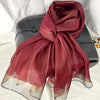 Women’s Striped Polyester Shawl - Breathable, Sun-Proof Long Scarf, 100% Yarn-Dyed for Spring Autumn Winter