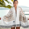 Bohemian Embroidered Floral Cashmere Scarf Shawl – Vintage Large Ethnic Wrap for Spring & Autumn