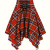 Plaid Tie-Front High Waist Irregular Hem Skirt – Women's Casual Fall/Winter