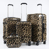 4-Piece Leopard Print Hardshell Luggage Set – 14, 20, 24, 28 in (36/51/61/71 cm) ABS+PC Spinner Suitcases with 360° Wheels & Combination Lock