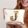 Alphabet Floral Canvas Pouch A-Z - Floral Canvas Cosmetic Bag & Clutch, Toiletry and Pen Case | Gift for Mom, Daughter, Teacher