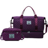 Women's Large Quilted Checkered Duffle Bag - Removable Strap, Zipper Closure, Spacious Travel & Gym Weekend Bag