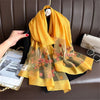 Embroidered Floral Scarf Lightweight Breathable Sunscreen Travel Shawl for Women