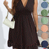 Plus Size Polka Dot Fit and Flare Dress - Deep V Neck Shirred Waist