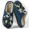 Jack Skellington Plush Slippers for Men & Women – Unisex Cozy Fall/Winter Indoor & Outdoor Slippers, Soft Fabric Lining, TPR Non-Slip Sole, Striped & Cartoon Animal Prints