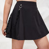 Plus Size High-Waisted Mini Skirt – Non-Stretch Woven Polyester with Flap Pocket & Grommet Detail, Hand-Wash Easy-Care – Party & Everyday