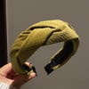 Chic Wide-Brim Knitted Fabric Headband for Women - Knotted Vintage Elegant Hairband (Black, Olive Green, Beige, Brown)