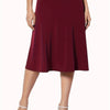 Plus Size Knee-Length Flared Swing Skirt, Solid Color for Spring & Summer