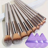 10-Piece Champagne Makeup Brush Set - Oval Foundation & Face Brushes