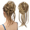 Curly Ponytail Hair Extension with Straight Tail - Messy Bun Hairpiece, Heat-Resistant High-Temperature Fiber Updo for Women