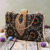 Vintage Rhinestone Evening Clutch - PU Cocktail Handbag with Removable Chain Shoulder Strap
