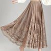 Women’s Hollow-Out Scallop Hem Lace A-Line Skirt with Elastic Waist