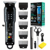 Men's Retro Transparent Electric Hair Clippers - USB Rechargeable Beard Trimmer with LCD for Pompadour & Precision Grooming
