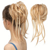 Curly Ponytail Hair Extension with Straight Tail - Messy Bun Hairpiece, Heat-Resistant High-Temperature Fiber Updo for Women