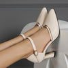 Women's Pointed Toe High Block Heel Sandals with Hollow Square Buckle