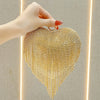 Heart-Shaped Rhinestone Evening Bag with Sequined Tassel - Sparkling Wedding & Festival Clutch
