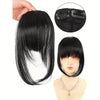 Clip-On Bangs Wig - Natural-Looking Straight Synthetic Bangs Extension with Invisible Frontal, No-Sew Adhesive - Brown/Black/Blonde/Red/Dark Brown