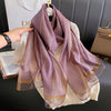 Women’s Striped Polyester Shawl - Breathable, Sun-Proof Long Scarf, 100% Yarn-Dyed for Spring Autumn Winter
