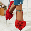 Women's Black Bow Pointed Toe Flats, Comfortable Lining, TPR Sole, Elegant Everyday Shoes