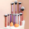 12-Piece Professional Makeup Brush Set with 2 Blending Sponges and Loose Powder Puff