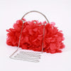 Floral Petal Evening Clutch with Detachable Chain Strap - Polyester Wedding & Party Handbag (Apricot, Rose Red, White, Purple, Blue, Black)